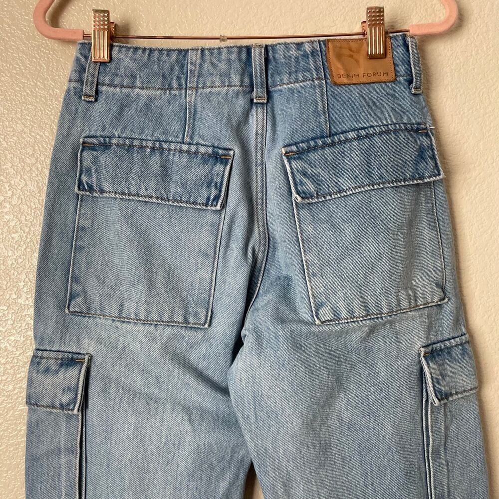 Denim Forum Jeans Womens Size 23 Cargo Blue Denim 90s Edie Low Rise‎ Y2K Cotton - Picture 7 of 14